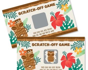 Tropical Luau - Hawaiian Beach Party Game Scratch Off Cards - 22 Count