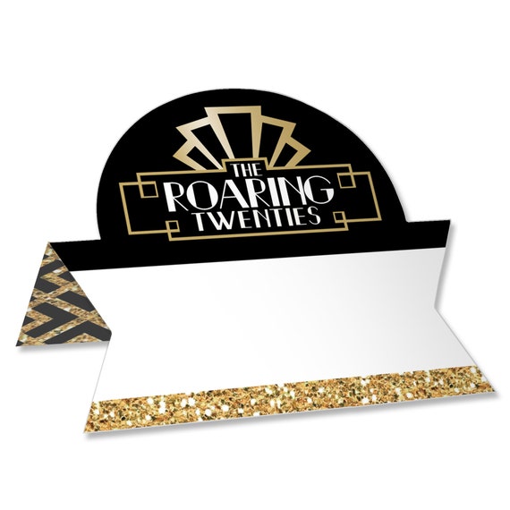 Roaring 20's 1920s Art Deco Jazz Party Tent Buffet Card Table Setting Name Place Cards Set