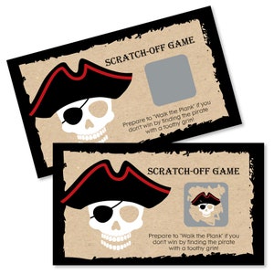 Pirate - Birthday Party Scratch Off Game - Beware of Pirates Birthday Party Game - Pirate Party Games - 22 Pcs.