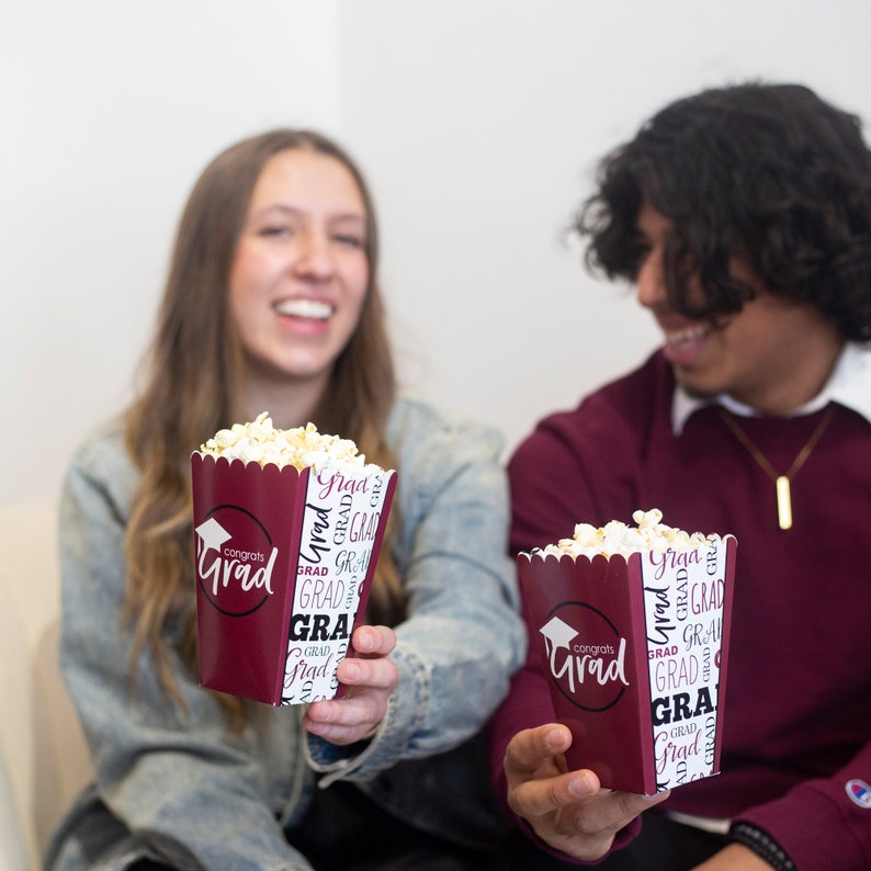 Maroon Grad Best is Yet to Come Graduation Favor Popcorn Treat Boxes Set of 12 image 7