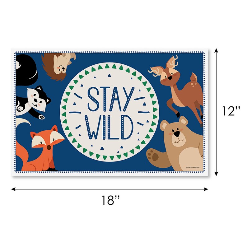 Forest Animals Stay Wild Party Table Decorations Woodland Baby Shower or Birthday Party Placemats Forest Animals 12 Ct