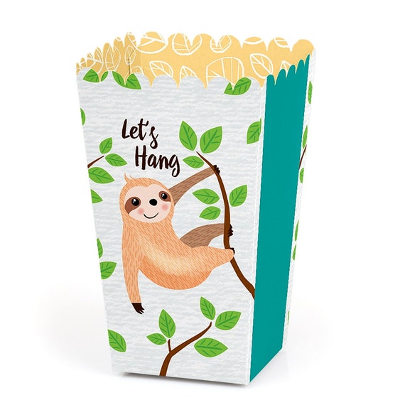 Let's Hang - Sloth - Baby Shower or Birthday Party Favor Popcorn Treat Boxes - Set of 12 Il_570xn