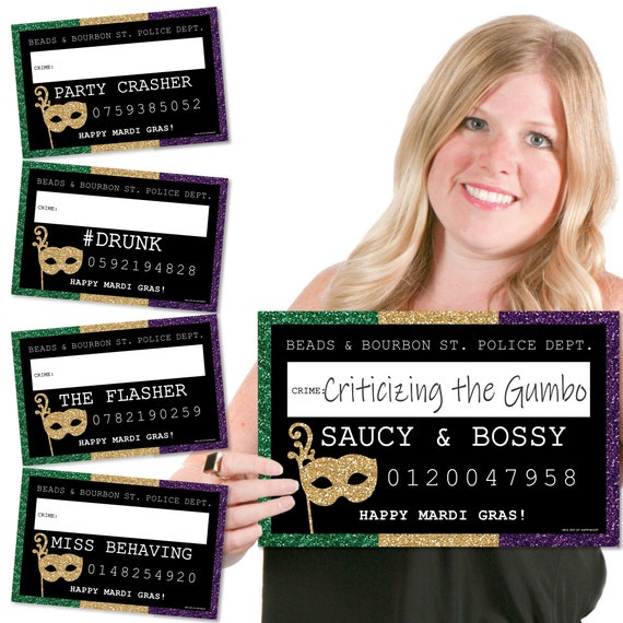 Mardi Gras - Mardi Gras Mug Shot Sign Photo Props - 20 Piece Set Il_570xn
