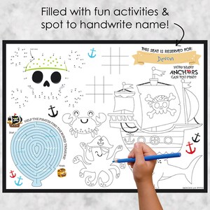 Pirate Ship Adventures Paper Skull Birthday Party Coloring Sheets Activity Placemats Set of 16 image 2