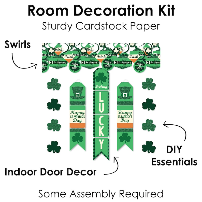 St Saint Patty\u2019s Day Party Room Decoration Kit Wall and Door Hanging Decor Patrick\u2019s Day