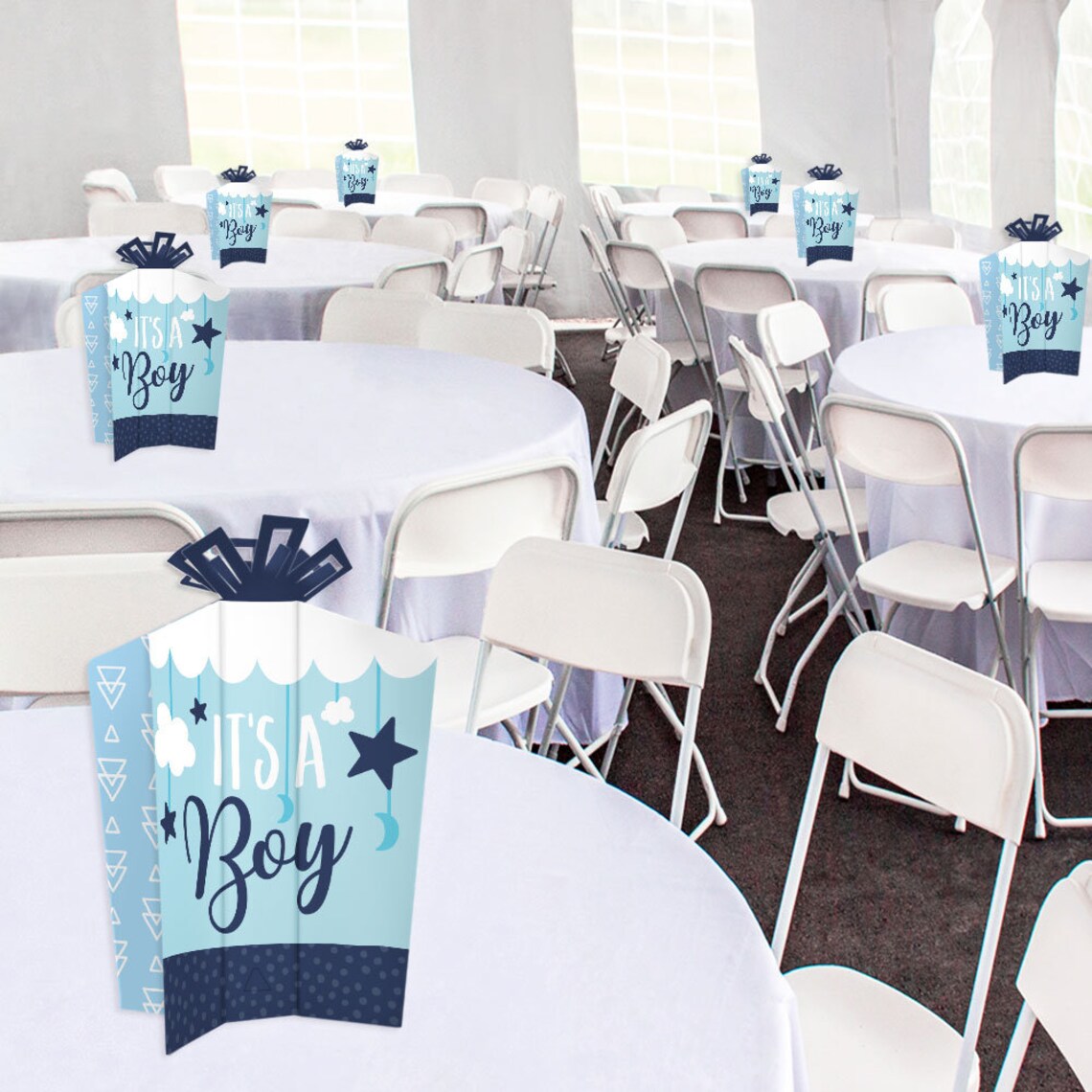 Its a Boy Table Decorations Blue Baby Shower Fold and Etsy