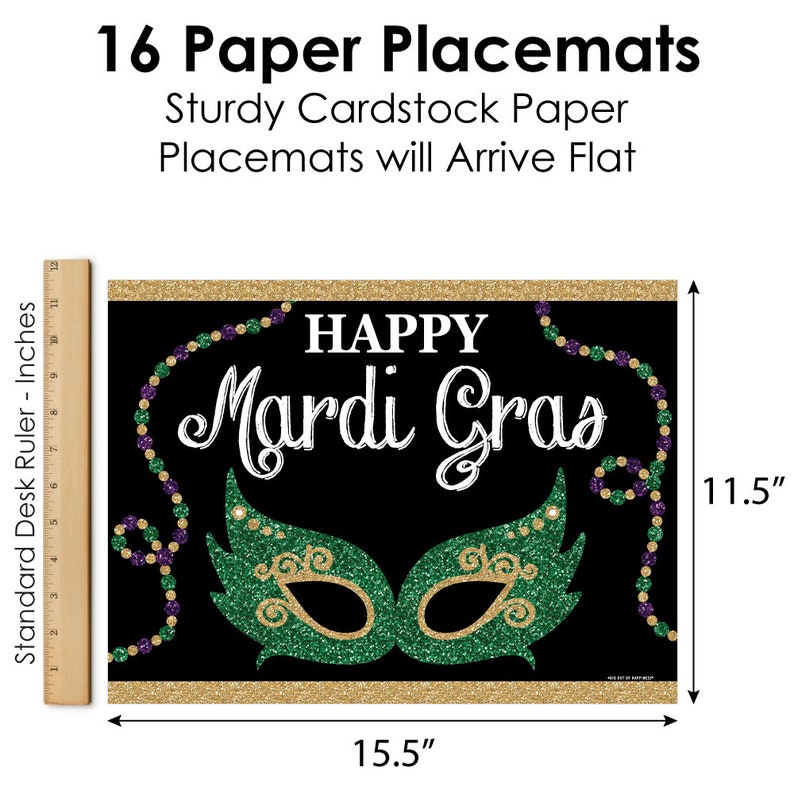 Mardi Gras Party Table Decorations Masquerade Party Placemats Set of 16 image 4