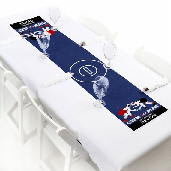Own The Mat - Wrestling - Petite Table Runner - 12" x 60" Custom Wrestler Party or Birthday Decorations - Personalized Wrestling Supplies Il_570xn
