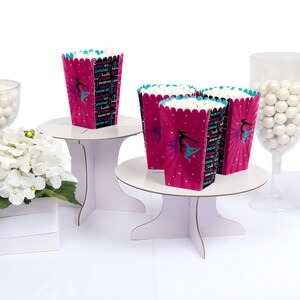 Tumble, Flip & Twirl Gymnastics Birthday Party or Gymnast Party Favor Popcorn Treat Boxes Set of 12 image 2