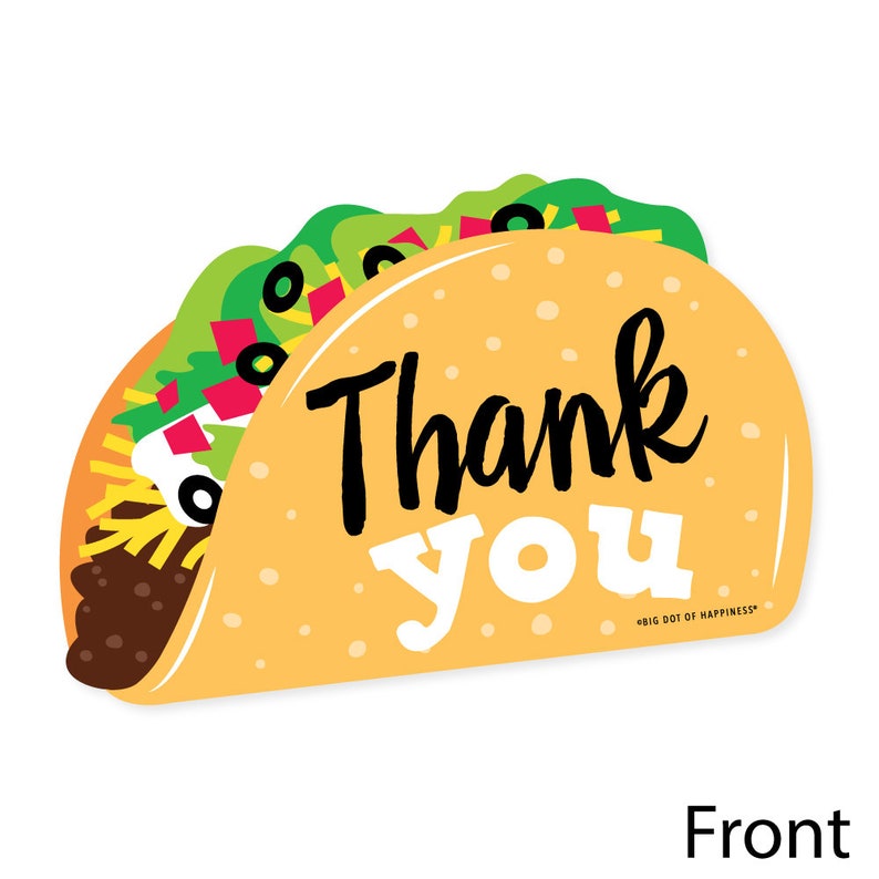 Taco bout Fun Shaped Thank You Cards Mexican Fiesta Thank Etsy