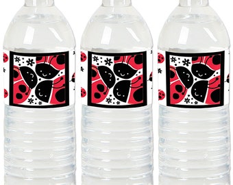 Happy Little Ladybug - Water Bottle Sticker Labels - Waterproof Self Stick Labels - Baby Shower & Birthday Party Favors - 20 Ct.