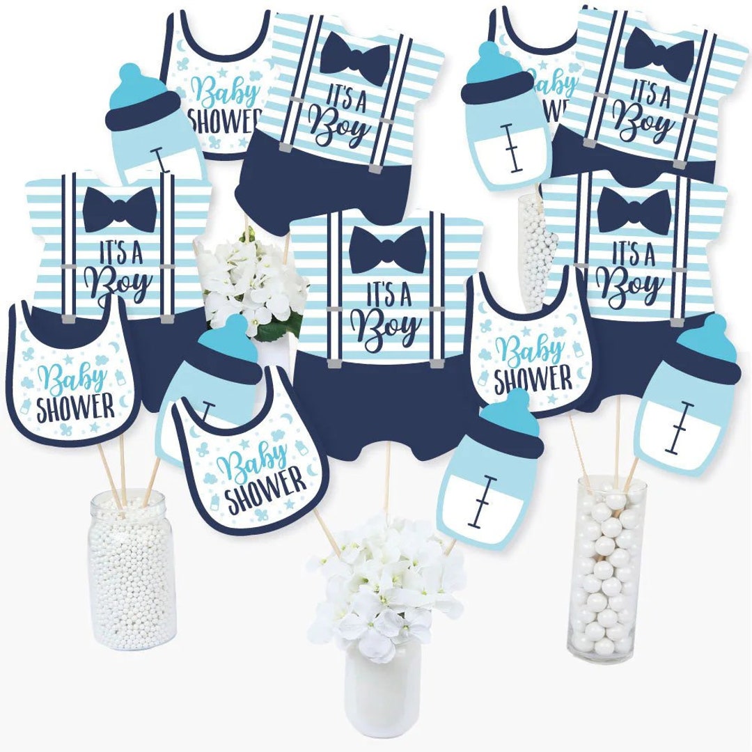 Its a Boy Blue Baby Shower Centerpiece Sticks Table Etsy