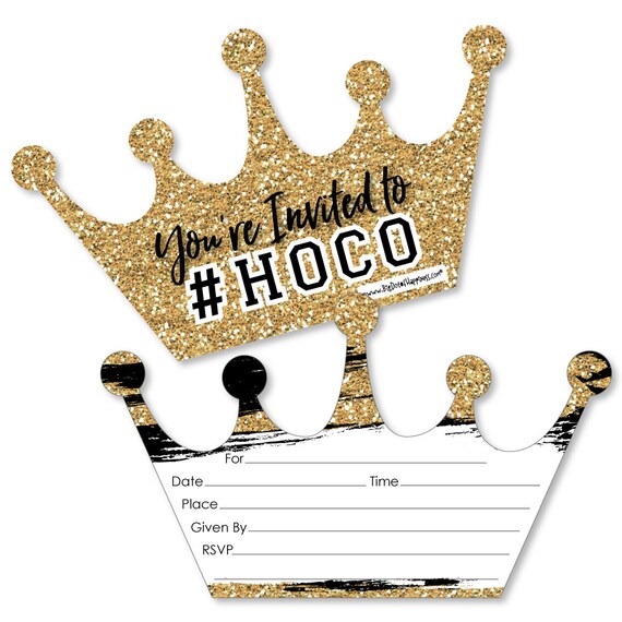HOCO Dance - Shaped Fill-in Invitations - Tiara Shaped Fill In Invites - High School or College Homecoming Invitations w/Envelopes -12 Ct Il_570xn