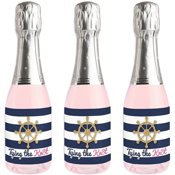 Adult 50th Birthday Birthday Party Favor Gift for Women and Men Set of 16 Gold Mini Wine and Champagne Bottle Label Stickers
