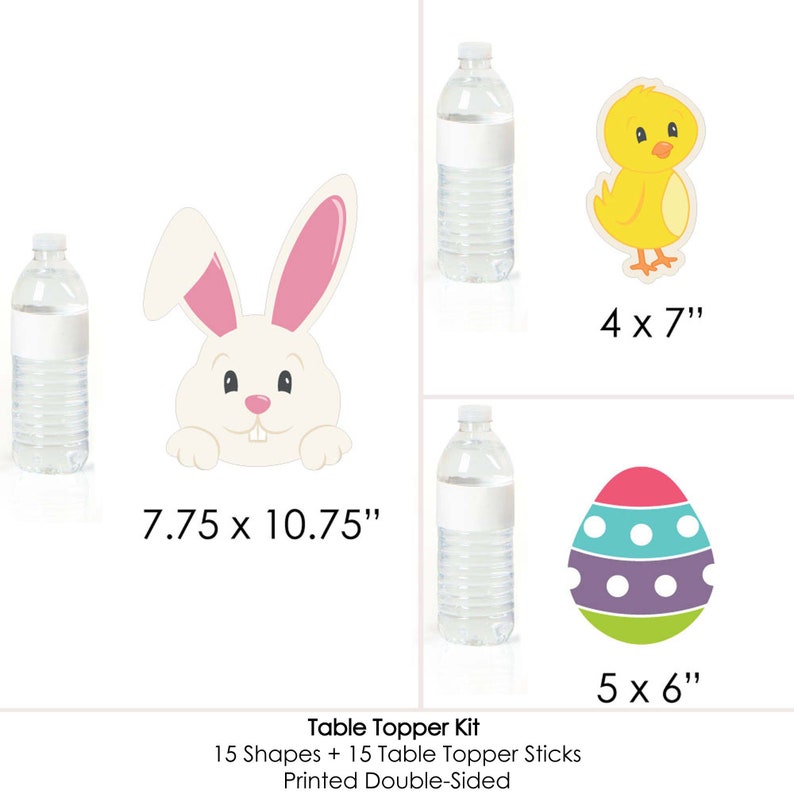 Hippity Hoppity Centerpiece Sticks Easter Bunny Party Table Toppers Easter Party Supplies Bunny, Chic and Egg Table Toppers 15 Ct image 6