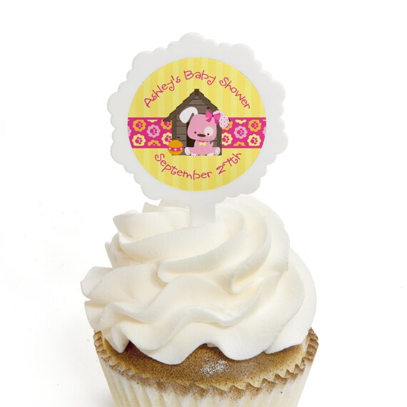 Pink Girl Puppy Cupcake Picks Cupcake Decoration Kit For A Baby
