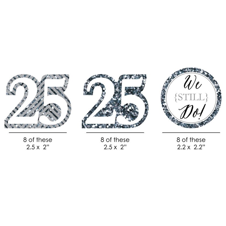 25th Wedding Anniversary DIY Shaped Paper Cut Outs Anniversary Die Cut Party Decoration Kit 24 pc Small We Still Do