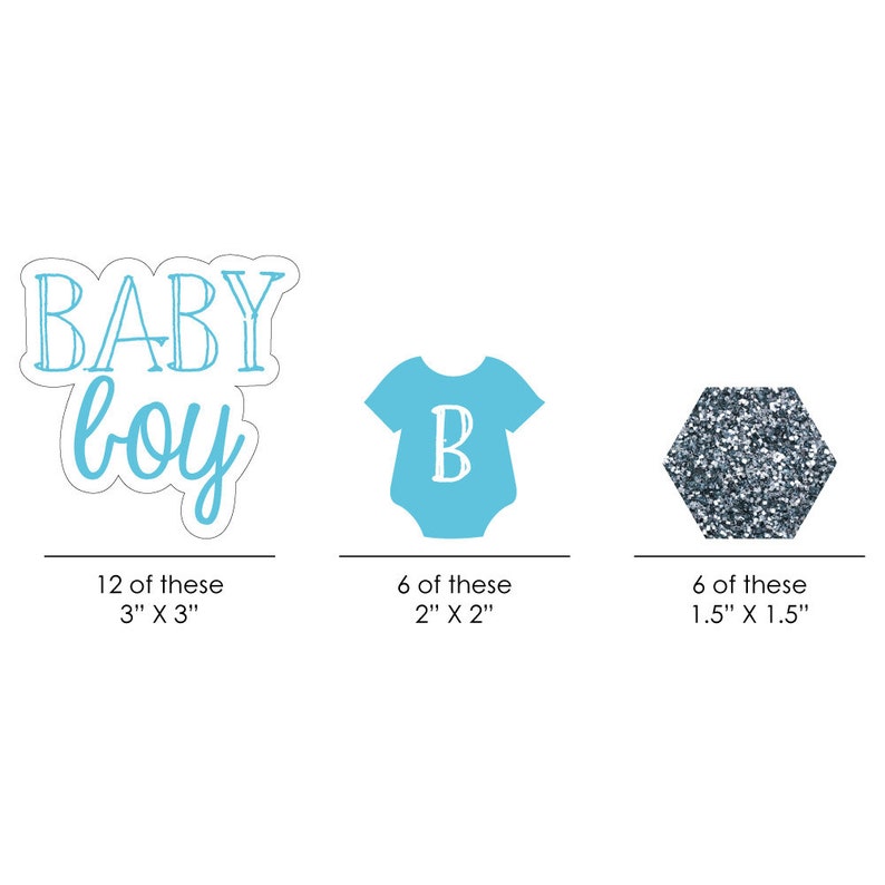 Baby Boy Baby Shower Paper Cut-Outs /& Striped Paper Straws Set of 24 Die-Cut Straw Decorations