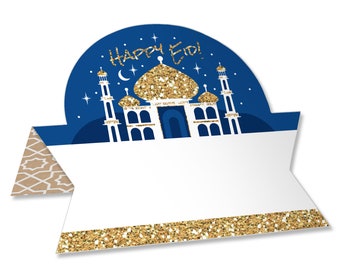 Ramadan - Eid Mubarak Party Tent Buffet Card - Table Setting Name Place Cards - Set of 24