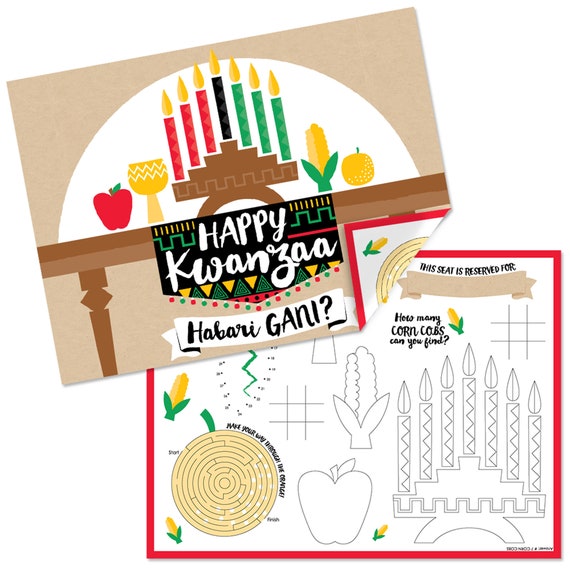 Happy Kwanzaa - Paper African Heritage Holiday Coloring Sheets - Activity Placemats - Set of 16 Il_570xn