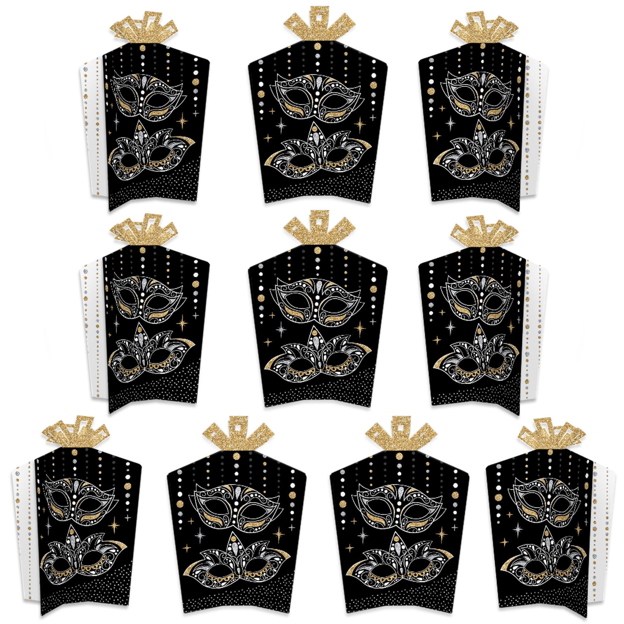 Masquerade Table Decorations Venetian Mask Party Fold and Flare Centerpieces 10 Count