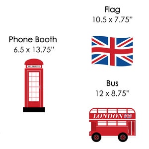 Cheerio, London Union Jack Flag, Double-Decker Bus & Red Telephone Booth Lawn Decorations Outdoor British UK Party Yard Decor 10 Piece image 6