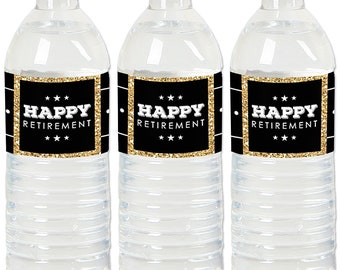 Happy Retirement - Water Bottle Sticker Labels - Retirement Waterproof Self Stick Labels - Officially Retired Favors - 20 Ct.