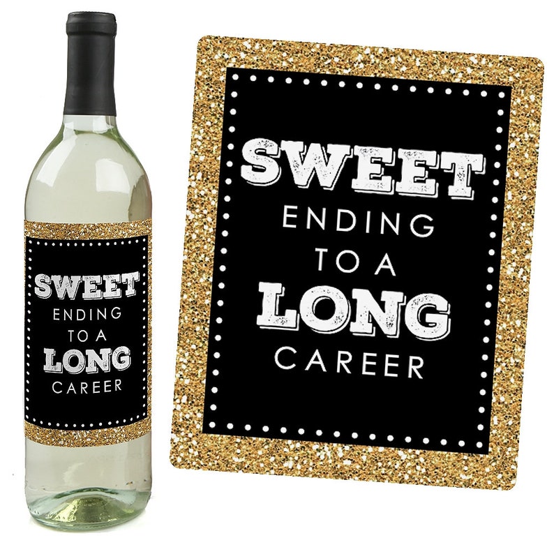 Happy Retirement Wine Bottle Sticker Labels Retirement Etsy