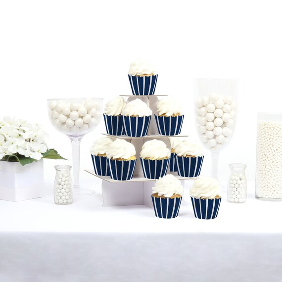 Navy Stripes Simple Party Decorations Party Cupcake Wrappers