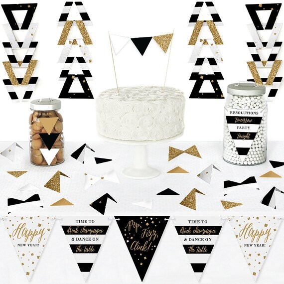 New Year S Eve Gold Diy Pennant Banner Decorations New Years
