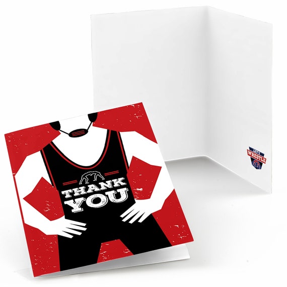 Own the Mat Wrestling Thank You Cards Wrestler Party Etsy