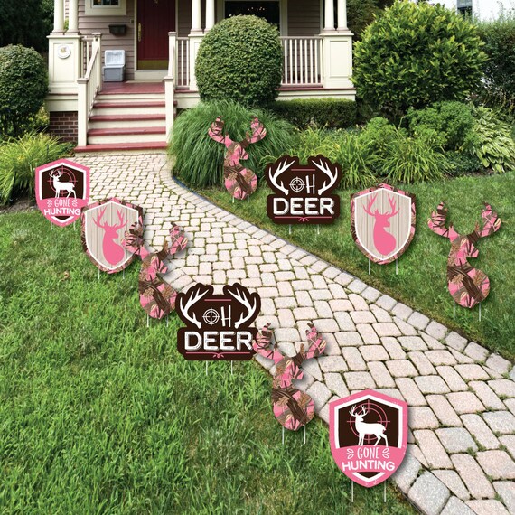 Pink Gone Hunting Lawn Decorations Outdoor Deer Hunting Girl