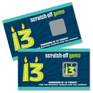 Boy 13th Birthday - Official Teenager Birthday Party Game Scratch Off Cards - 22 Count