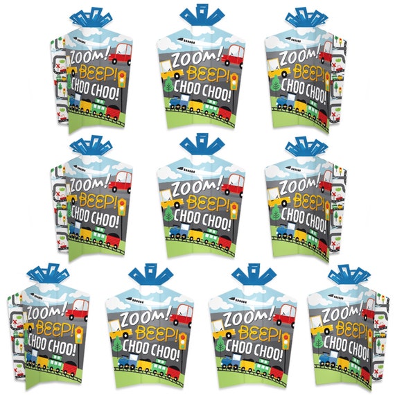 Cars, Trains, and Airplanes - Table Decorations - Transportation Birthday Party Fold and Flare Centerpieces - 10 Count Il_570xn