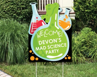 Scientist Lab - Party Decorations - Mad Science Baby Shower or Birthday Party Personalized Welcome Yard Sign