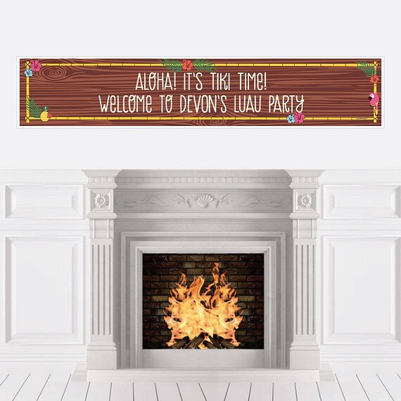 Tiki Luau Party Banner Custom Tropical Hawaiian Summer Party