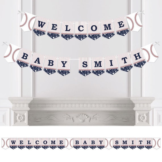Custom Batter Up - Baseball - Personalized Baby Shower Bunting Banner & Decoration - Welcome Baby Custom Name Banner Il_570xn