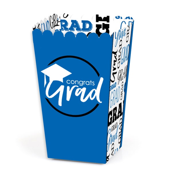 Blue Grad - Best is Yet to Come - Graduation Favor Popcorn Treat Boxes - Set of 12