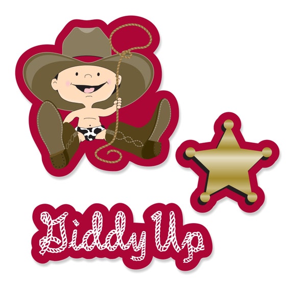 24 Pc Small Little Cowboy Western Diy Shaped Paper Cut Outs