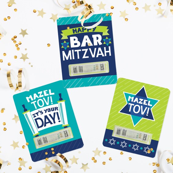 Blue Bar Mitzvah DIY Assorted Boy Party Cash Holder Gift Funny