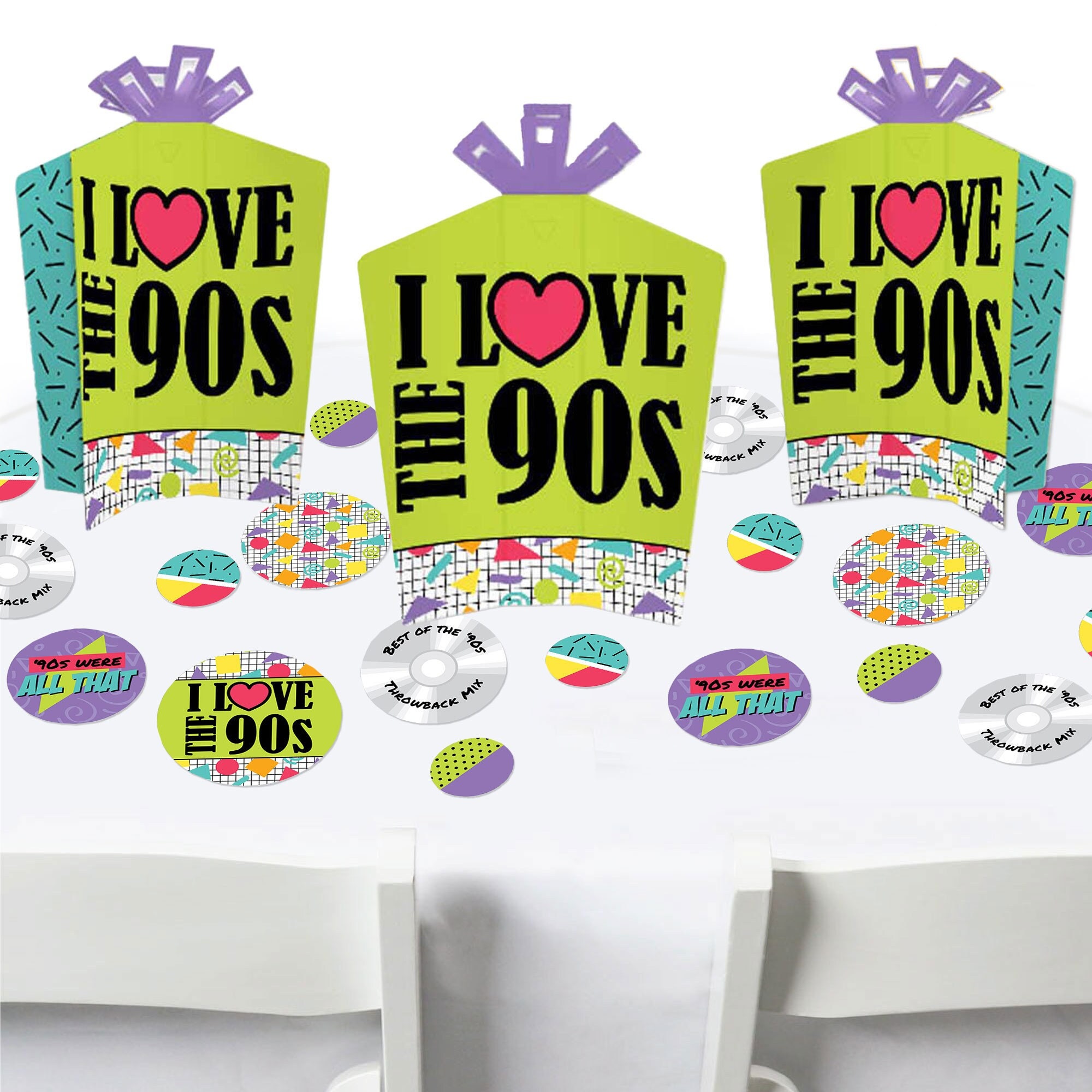 90s Throwback 1990s Party Decor and Confetti Terrific Table Centerpiece Kit Set of 30