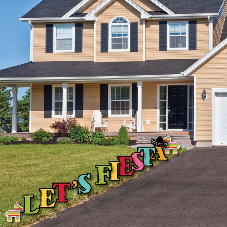 Mexican Fiesta Yard Signs Let/'s Fiesta Yard Sign Outdoor Lawn Decoration Mexican Festival Signs Cinco de mayo Party Lawn Signs