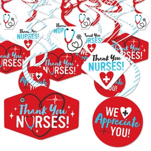 Thank You Nurses Nurse Appreciation Week Hanging Decor Party Decoration Swirls Set of 40 image 1