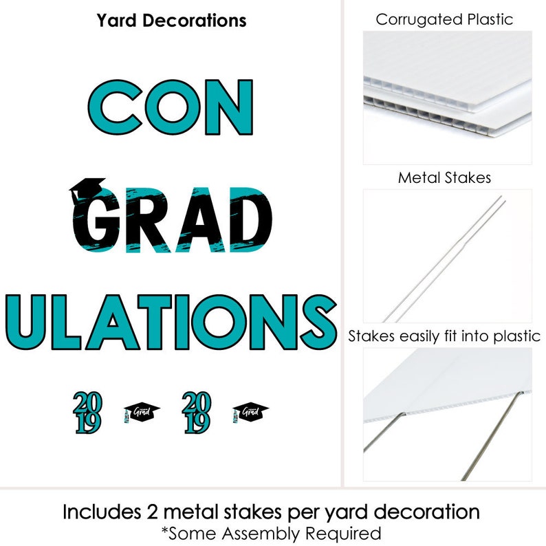 2019 Graduation Party Outdoor Lawn Decorations -Turquoise Grad Party Lawn Sign ConGRADulations Yard Sign Best is Yet to Come Teal Grad