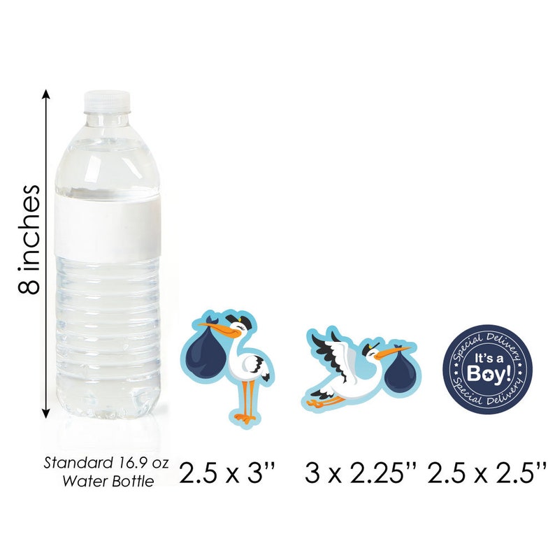 Stork Shaped Cut-Outs and Picks 24 Ct Dessert Cupcake Toppers Boy Stork Baby Shower Clear Treat Picks Boy Special Delivery