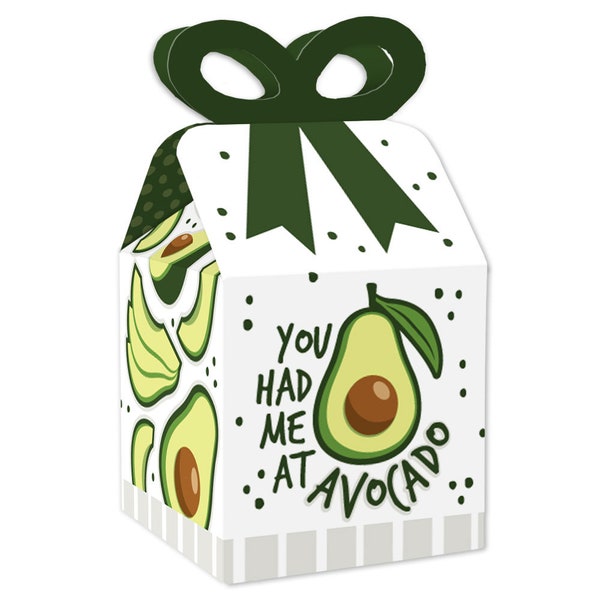 Hello Avocado - Square Favor Gift Boxes - Fiesta Party Bow Boxes - Set of 12