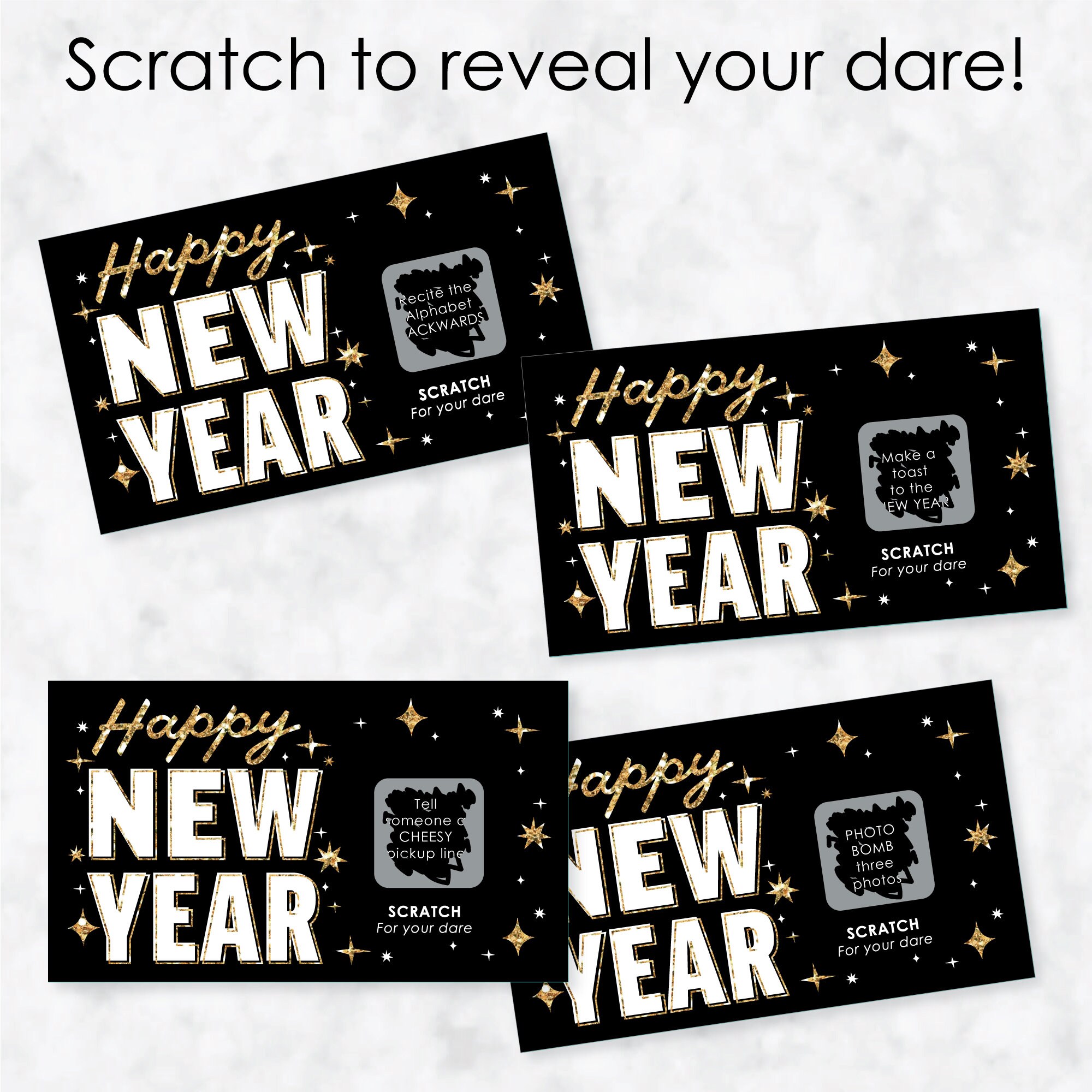 Hello New Year - NYE Party Game Scratch off Dare Cards - 22 Count - Etsy