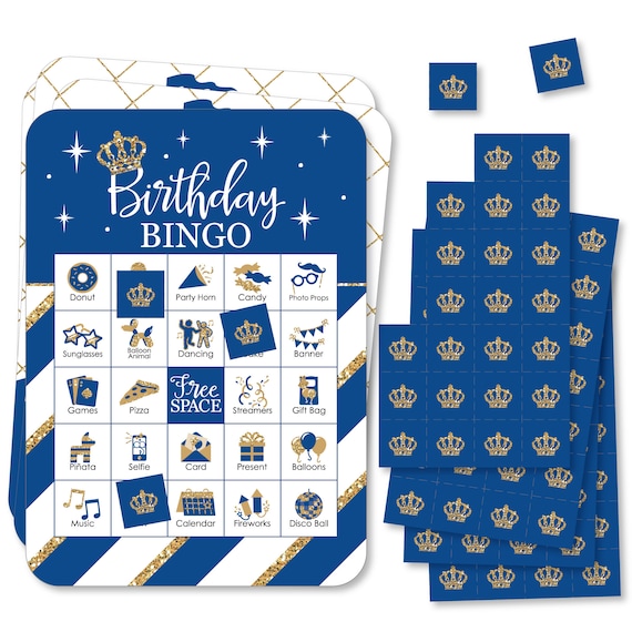 Royal Prince Charming Picture Bingo Cards and Markers Birthday