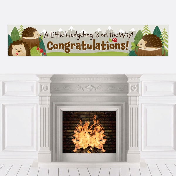 Forest Hedgehogs - Woodland Baby Shower Decorations Party Banner