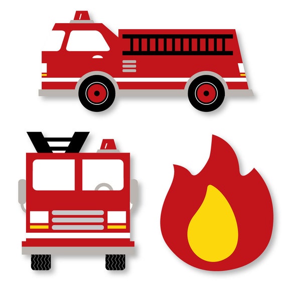 Small Fired Up Fire Truck DIY Shaped Paper Cut Outs Firefighter Small Fired Up Fire Truck DIY Shaped Paper Cut Outs Firefighter